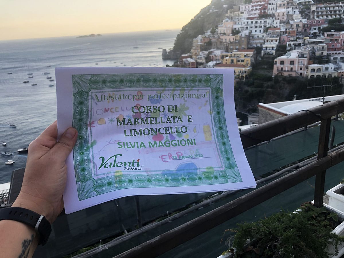 Come fare il limoncello: a lezione da Valentì a Positano 15 Attestato limoncello