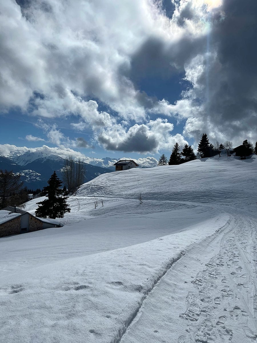 Crans-Montana: escursioni sulla neve con ciaspole e fonduta svizzera 17 Paesaggio di Montagna con laneve
