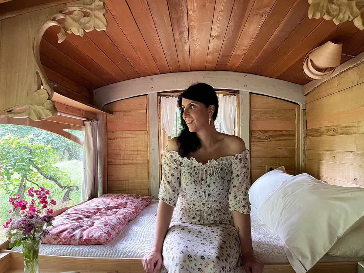 Dormire in un gipsy caravan vicino a Cuneo: Madame Du Bois 16 Posto romantico dove dormire