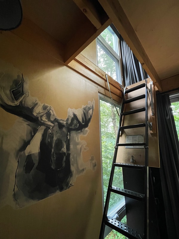 Lao Cabines: dormire nella natura a Sud di Montreal 15 Scala che sale al piano superiore